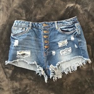 High waisted denim shorts